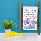 One Stitch at a Time Tea Towel – Crafting Quote Decor – Avery's Home