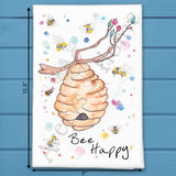 Bee Happy Tea Towel – Garden Positivity Decor – Avery's Home