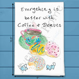 Coffee & Donuts Tea Towel – Breakfast Lover Gift – Avery's Home