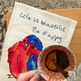 Life Is Beautiful Tea Towel – Bird & Floral Decor – Avery's Home