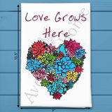 Love Grows Here Tea Towel – Heart & Flowers Gift – Avery's Home