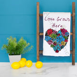 Love Grows Here Tea Towel – Heart & Flowers Gift – Avery's Home