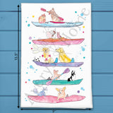 Dogs on Kayaks Tea Towel – Lake or Ocean Decor – Avery's Home