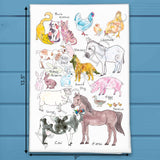 Farm Animals Barn Tea Towel – Country Morning Decor – Avery's Home