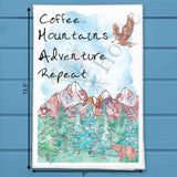 Coffee Mountains Adventure Tea Towel – Rugged Decor – Avery's Home