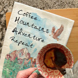 Coffee Mountains Adventure Tea Towel – Rugged Decor – Avery's Home