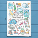 Tent & Fresh Air Tea Towel – Camping Life Quote – Avery's Home
