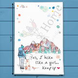 Hike Like a Girl Tea Towel – Dog Trail Humor – Avery's Home