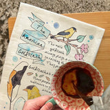 American Goldfinch Facts Tea Towel – Garden Bird Decor – Avery's Home