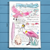 Spoonbill Bird Facts Tea Towel – Pink Bird Decor – Avery's Home