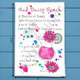 Red Daisy Punch Recipe Tea Towel – Bright, Refreshing & Retro