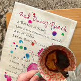 Red Daisy Punch Recipe Tea Towel – Bright, Refreshing & Retro
