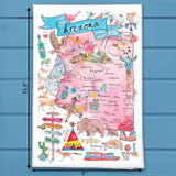 Arizona State Map Tea Towel – Saguaro & Sunset Vibes