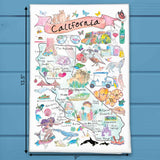 California Map Tea Towel – Beaches, Mountains & Magic