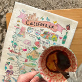 California Map Tea Towel – Beaches, Mountains & Magic