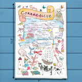 Connecticut State Map Tea Towel – Sailboats & Seaside