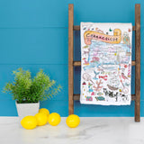 Connecticut State Map Tea Towel – Sailboats & Seaside