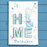 HOME in Delaware Tea Towel – Cozy Coastal Charm