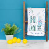 HOME in Delaware Tea Towel – Cozy Coastal Charm