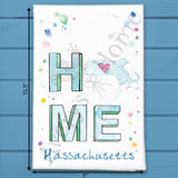 HOME in Massachusetts Tea Towel – Cape Cod & Cranberry Vibes