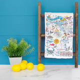 Maryland Map Tea Towel – Sailboats, Shells & Skyline