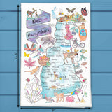 New Hampshire Map Tea Towel – Covered Bridges & Peaks