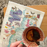 New Hampshire Map Tea Towel – Covered Bridges & Peaks