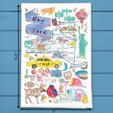 New York Map Tea Towel – Apples, Adirondacks & Big Dreams