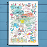 North Carolina Map Tea Towel – Beaches, Blue Ridge & BBQ