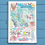 Washington Map Tea Towel – Coffee, Cascades & Coast