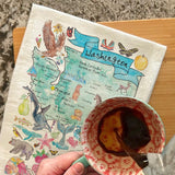 Washington Map Tea Towel – Coffee, Cascades & Coast