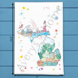 Michigan State Icons Tea Towel – Mittens, Forests & Fresh Air