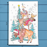 Woodland Animals Christmas Tree Tea Towel – Cozy Critters