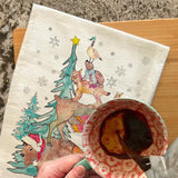 Woodland Animals Christmas Tree Tea Towel – Cozy Critters