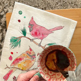 Merry Christmas Cardinal Tea Towel – Peaceful Bird Scene