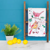Merry Christmas Cardinal Tea Towel – Peaceful Bird Scene