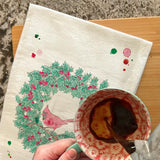 Cardinal Christmas Wreath Tea Towel – Classic Seasonal Symbol
