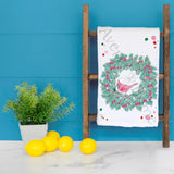 Cardinal Christmas Wreath Tea Towel – Classic Seasonal Symbol