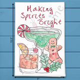 Making Spirits Bright Tea Towel – Holiday Cocktail Cheer