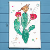 Cactus With Flowers Tea Towel – Desert Bloom Vibe