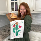 Cactus With Flowers Tea Towel – Desert Bloom Vibe