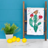 Cactus With Flowers Tea Towel – Desert Bloom Vibe