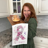 Breast Cancer Tea Towel – Courage, Strength & Support