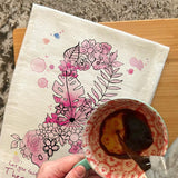 Breast Cancer Tea Towel – Courage, Strength & Support