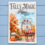 Fall's Magic Pumpkin Fair Carnival Kitchen Dish Towel