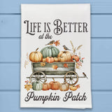 Life is Better Pumpkin Patch Wagon Kitchen Dish Towel