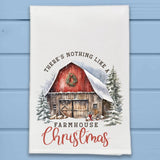 Red Barn Farmhouse White Christmas