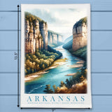 Arkansas Landmark & Landscape Watercolor Kitchen Dish Towel