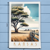 Kansas Landmark & Landscape Watercolor Kitchen Dish Towel