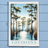 Louisiana Landmark & Landscape Watercolor Kitchen Dish Towel